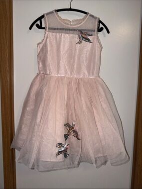 Zunie Blush Sheer Yoke Tulle Dress